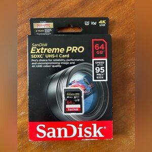 SanDisk Extreme Pro 64 GB Memory Card, NEW